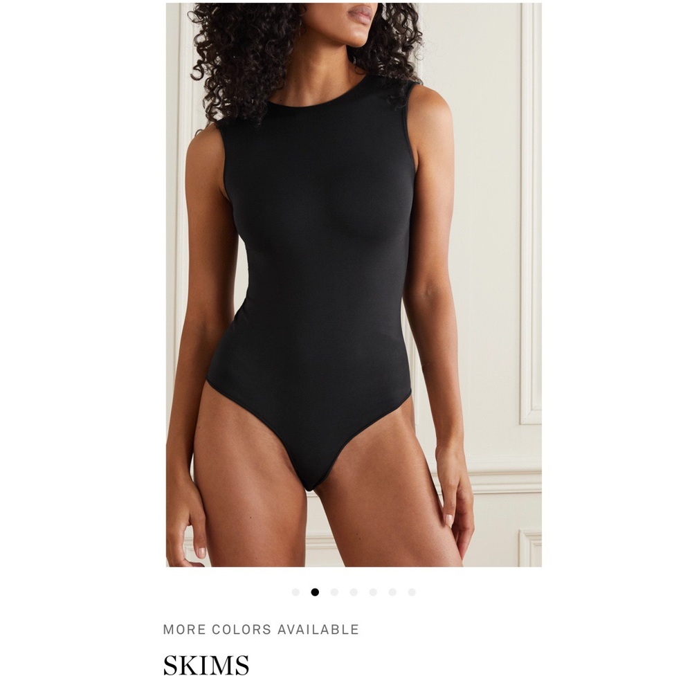 SKIMS essential crew neck sleeveless bodysuit in ONYX